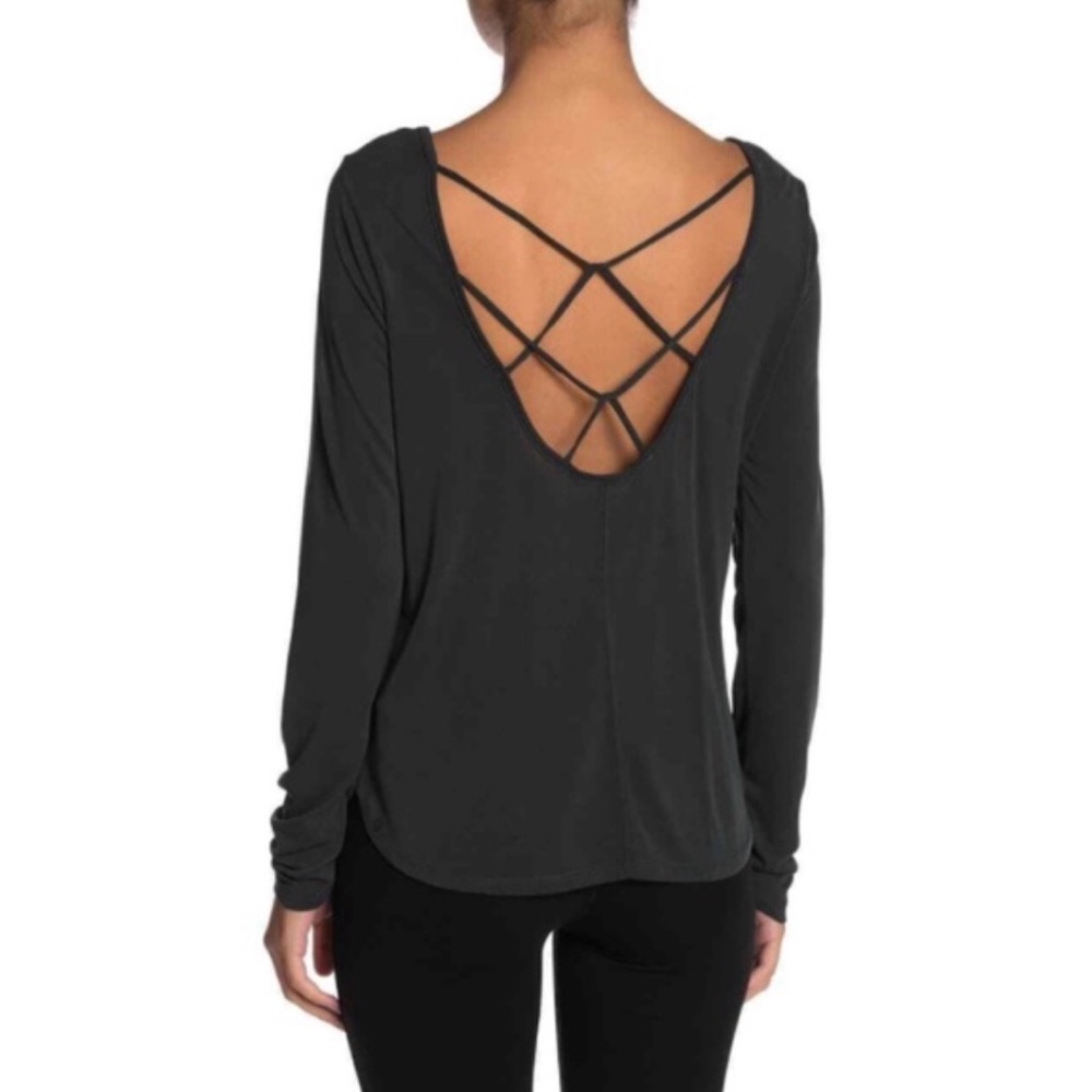 Betsey Johnson green Long Sleeve Top with Crisscross Back